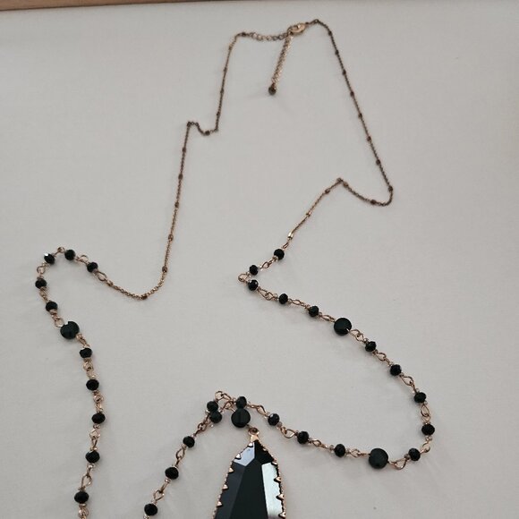Long Black Gemstone Necklace - Picture 2 of 2